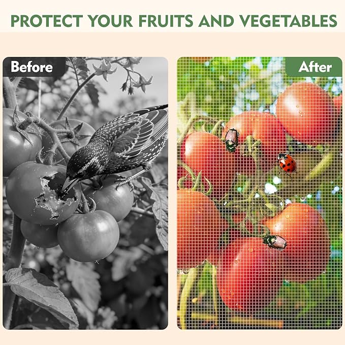 2 Pack Garden Netting for Raised Beds, Rectangular Raised Garden Bed Cover, HDPE Mesh Plant Cover with Drawstring, Protect Vegetables Fruits Strawberries, 55.1×27.6×27.6in