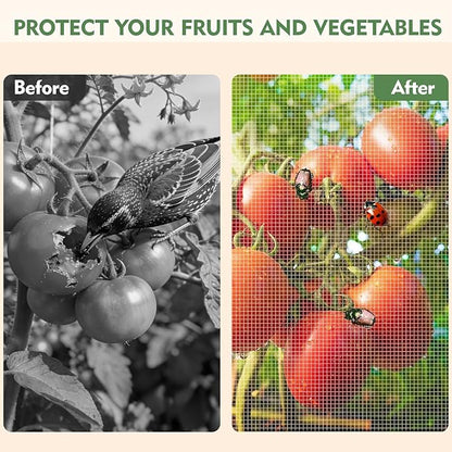2 Pack Garden Netting for Raised Beds, Rectangular Raised Garden Bed Cover, HDPE Mesh Plant Cover with Drawstring, Protect Vegetables Fruits Strawberries, 55.1×27.6×27.6in