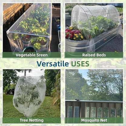 Garden Netting for Raised Beds, 10 ft x 33 ft Ultra Fine Mesh Mosquito Net Pest Barrier Bird Bug Insect Netting for Garden Greenhouse, Plant Row Cover for Protect Vegetables Fruits Flowers Trees