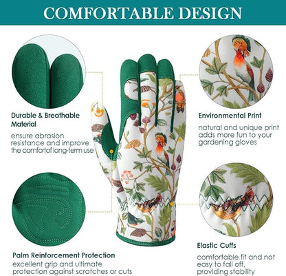 Trifabricy Gardening Gloves for Women, Breathable Leather Garden Gloves with Grip, Thorn-Proof Puncture-Resistant Work Gloves