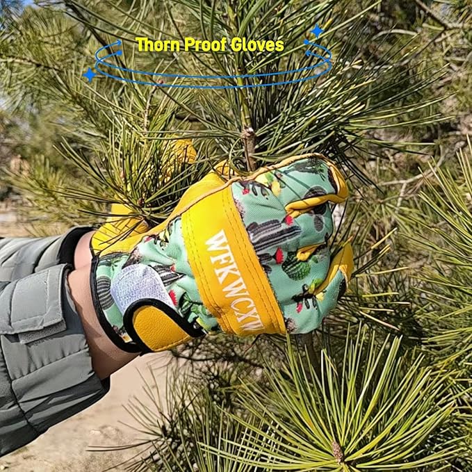 Womens/Mens Gardening Gloves for Rose and Cactus Handling,Cow Leather Garden Gloves Women/Men Thorn Proof