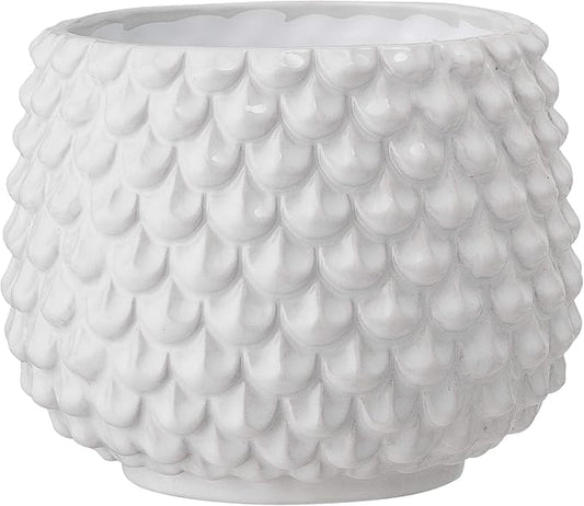Bloomingville Stoneware Flower Pot Pinecone, Planter, 6,5'', White