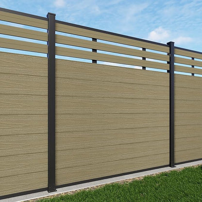 Mondaria Semi-Closed Privacy Fence Panels with 2 Posts for Outside, 6ft(W) x 6ft(H), Wind Resistant Wood Plastic Composite Fencing Panels for Patio, Backyard, Garden and Pool, Ancient Wood