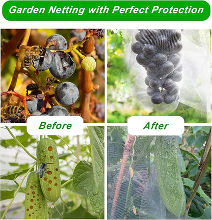Garden Netting, 2 Pack 10X39.3FT Ultra Fine Insect Netting for Vegetable Flowers Fruits, Garden Mesh Plant Cover Row Cover Barrier Protection Net for Birds, Garden Netting for Raised Beds