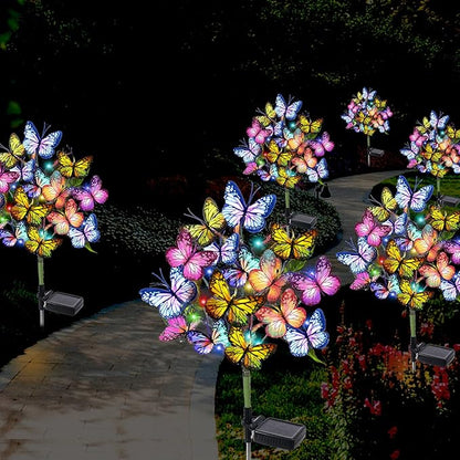 Adecorty Solar Garden Lights Solar Lights Outdoor Waterproof Decorative 4 Pack with 88 LED 68 Butterfly Solar Lights for Garden Yard Decor Christmas Decorations, Gifts for Mother's Day Mom