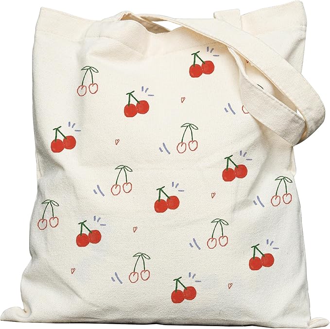 Canvas Tote Bag with Aesthetic Prints, Cute Tote Bag for Women Girls with Wide Strap, Gifts for Cat Book Lovers