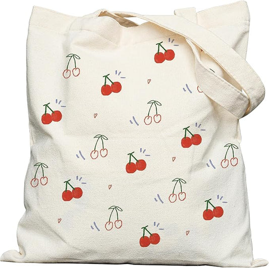 Canvas Tote Bag with Aesthetic Prints, Cute Tote Bag for Women Girls with Wide Strap, Gifts for Cat Book Lovers