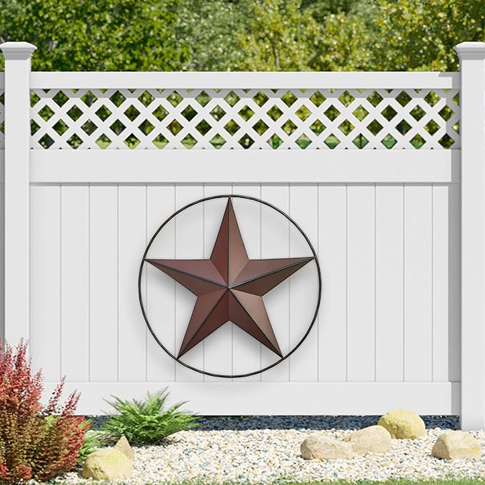 JoyEvy 21" Red Barn Star Wall Decor,Metal Stars Rustic Vintage Western Country Farmhouse Home Indoor or Outdoor Wall Decoration,Texas Stars for House Wall Art Décor
