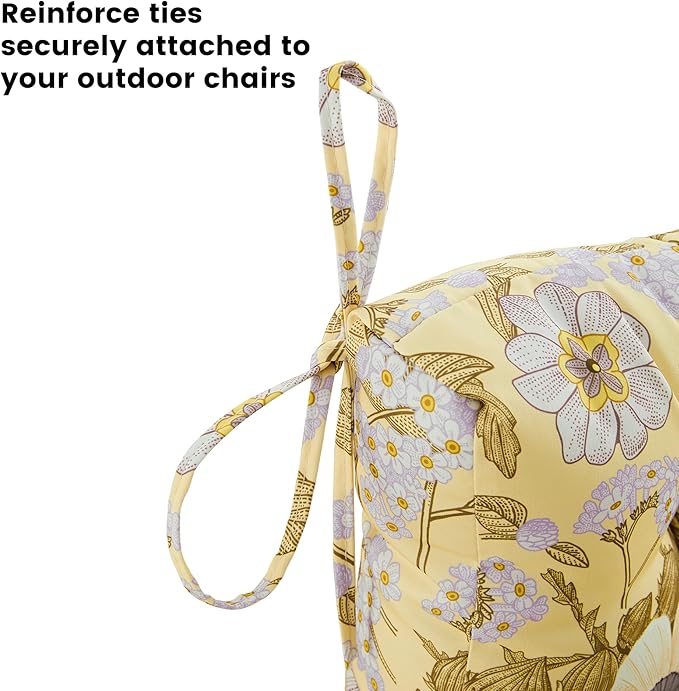 ARTPLAN Seat/Back Outdoor Chair Cushion,Set of 4 Patio Chair Cushion with Tie,Tufted Replacement for Patio Furniture,40x20x4 Inches,4 Count,Floral