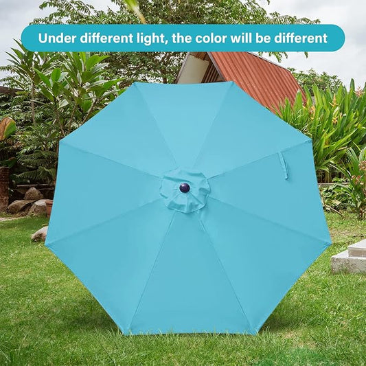 Simple Deluxe 2 Pack 9FT Outdoor Patio Umbrella Table Market Umbrella with Push Button Tilt and Crank, 8 Sturdy Ribs, UV Protection Waterproof for Garden, Lawn, Deck, Backyard, Pool,Turquoise