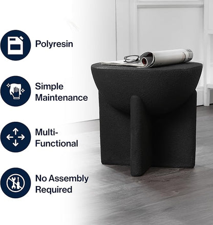JONATHAN Y TBL1109A Brady 16.25" Minimalist Modern Drum Indoor/Outdoor Accent Table Contemporary, Mid-Century, Art Deco, Bohemian, Patio, Garden, Bathroom, Living Room Black Frosted