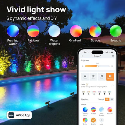 Linkind Smart Solar Lights Outdoor SL5 with Motion Sensor, APP Control Color Changing Solar Spot Lights Outdoor Waterproof, IP65 Landscape Lighting for Yard, Garden, Patio, Path(6 Pack)