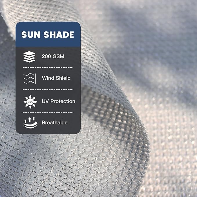 90% Sun Shade Cloth with Grommets, Customizing Outdoor Pergola Shade Cover Canopy, Heavy-Duty Mesh Tarp Patio Sun Screen for Lawn Garden Backyard, 5X13 FT, Light Grey
