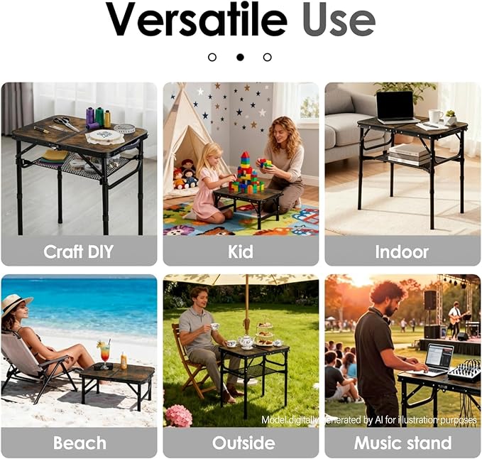 Folding TV Trays Foldable Dinner Tray Table Adjustable Height Food Snack Couch Side Table Sturdy Aluminum Portable Sofa Tray End Table for Outdoor Indoor Camp Pinic Bed Couch Living Room(Rustic Brown)