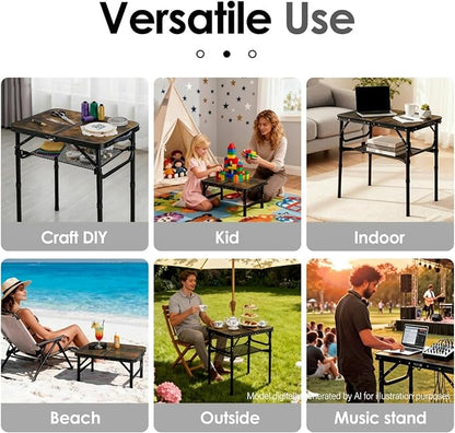 Folding TV Trays Foldable Dinner Tray Table Adjustable Height Food Snack Couch Side Table Sturdy Aluminum Portable Sofa Tray End Table for Outdoor Indoor Camp Pinic Bed Couch Living Room(Rustic Brown)