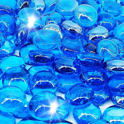 Fire Glass 19 Pound Pacific Blue Glass Beads for Fire Pit 1/2 inch Tempered Glass Rocks
