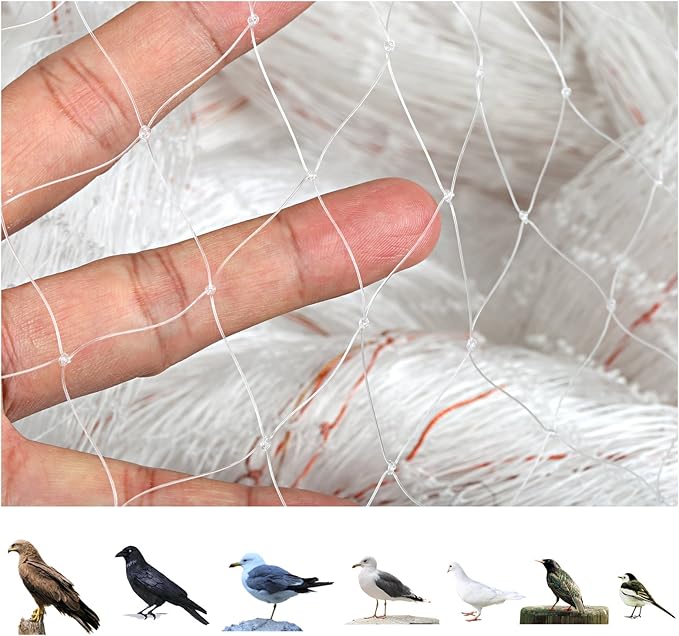 GWHOLE 33 x13 Ft Bird Netting for Garden Tree and Plant Protection, Garden Netting with 1 Inch Mesh Net for Anti Bird Chicken Deer, White