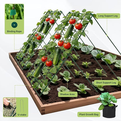Cucumber Trellis for Garden - 4 Pack, 48" L x 16" W Garden Trellis for Climbing Plants Outdoor with Support Structures, A Frame Trellis for Climbing Vegetables Peas, Vine, Bean