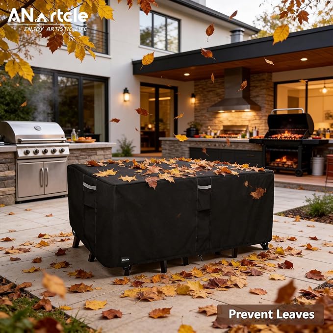 ANartcle Patio Furniture Covers 76L x 54W x 28H inch,600D Waterproof Heavy Duty Outdoor Furniture Covers,Outdoor Wicker Furniture Set with Swivel Patio Chairs General Purpose Furniture Cover,Black
