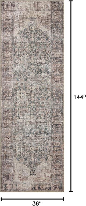 Loloi Amber Lewis Georgie Collection GER-08 Lagoon/Beige 3'-0" x 12'-0", .19" Pile Height, Runner Rug