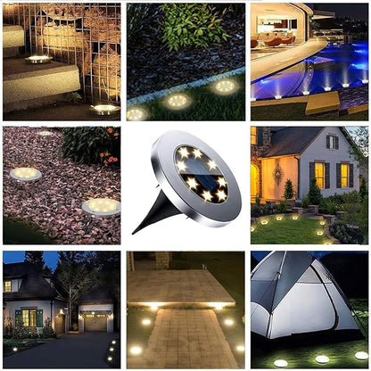4.6 Inch Diameter Solar Ground Lights, Waterproof Solar Garden Lights, Outdoor Garden Waterproof Bright in-Ground Light, Landscape Lighting for Pathway,Yard,Lawn,Patio,Walkway (4 Pack White Light)
