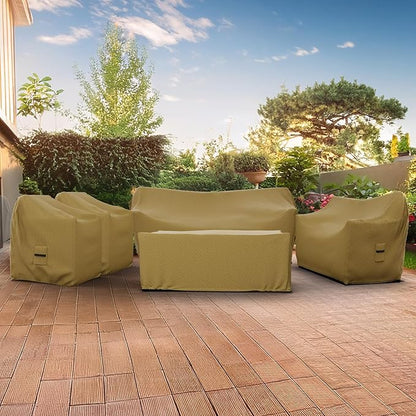 Covers & All Patio Furniture Cover Set, 5 Piece Outdoor Furniture Covers, Water-Repellent UV & Weather-Resistant Covers for Sofa, Loveseat, Chairs & Coffee Table with Elastic & Padded Handles