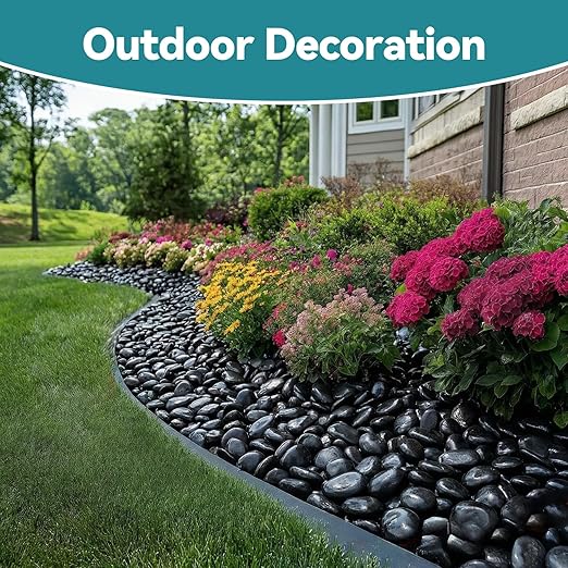 20lbs Black Rocks for Planters, 2-3 Inch Decorative Rocks for Potted Plants, Polished Garden Stones for Outdoor Landscaping, Walkways, Yard, River Rocks for Flower Pots, Vase