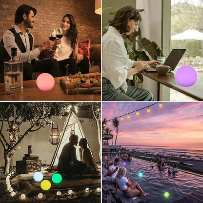 LED Ball Light,6-Inch Cordless Orb Light with Remote,16 Color Changing Night Light for Kids,Rechargeable Mood Lamp,IP68 Waterproof for Home,Party,Pool,Christmas Decor