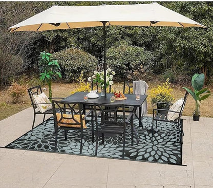 Anidaroel Outdoor Rugs 5x8ft for Patios Clearance Waterproof, Reversible Tropical Plastic Straw Camping Mat Outside Rug, Large Outdoor Area Rug for RV, Porch, Deck, Balcony, Picnic(5'x8')
