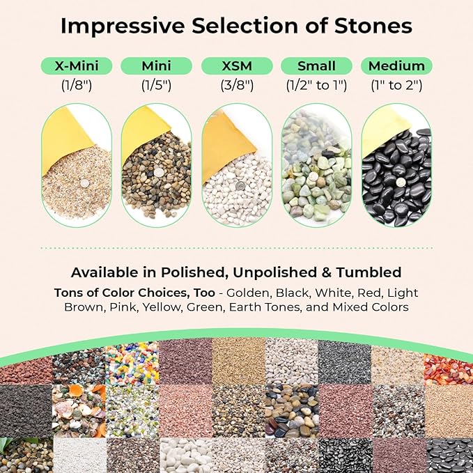 Rocks for Plants. Mixed Color Decorative Pebbles. 1/5 Inch 2 lbs. for Garden, Landscaping, Indoor, Vase fillers, Crafting, Succulents, pots, Plants (Mini (0.2 Inch), Mixed Color, 2)
