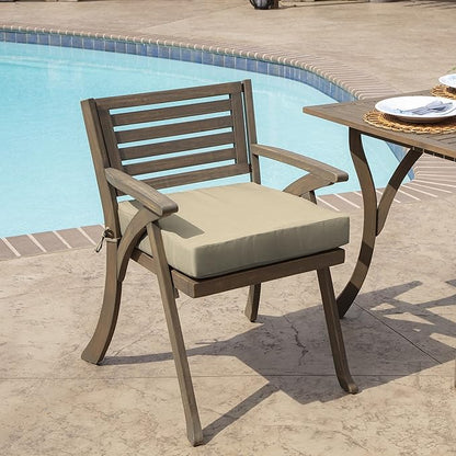 Arden Foam Outdoor Seat Cushions (2-Pack), 19 x 19, Premium High-Density Foam, Never Flattens, Weather-Proof for Outdoor Chairs Tan Leala
