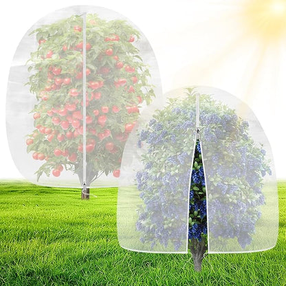 OZMI Bird Netting for Garden, 6 x 6 FT Blueberry Bush Netting Cover with Zipper, Drawstring Reusable Mesh Plant Protector for Shrubs Bush Fruit Tree Potted (2 Pack)