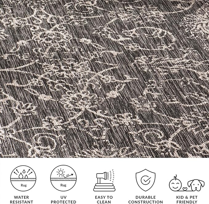 SAFAVIEH Courtyard Collection 2'3" x 20' Black/Ivory CY8680 Indoor/ Outside Waterproof Easy cleansingPatio Backyard Mudroom Runner Mat