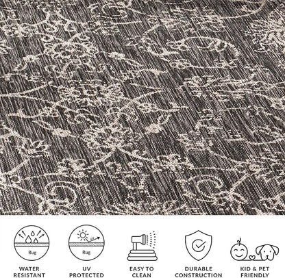 SAFAVIEH Courtyard Collection 2'3" x 14' Black/Ivory CY8680 Indoor/ Outside Waterproof Easy cleansingPatio Backyard Mudroom Runner Mat