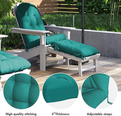 Adirondack Chair Cushion with Ottoman, Folding Adjustable Adirondack Seat Cushions, Waterproof Adirondack Patio Chair Pads for Garden, Deck, or Poolside, Large-Lake Blue-1