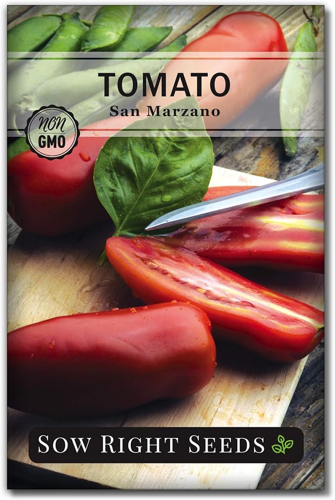 Sow Right Seeds - San Marzano Tomato Seeds for Planting - Non-GMO Heirloom Packet with Instructions to Plant a Home Vegetable Garden - Italian Classic Red Variety - Great for Sauce and Canning (1)