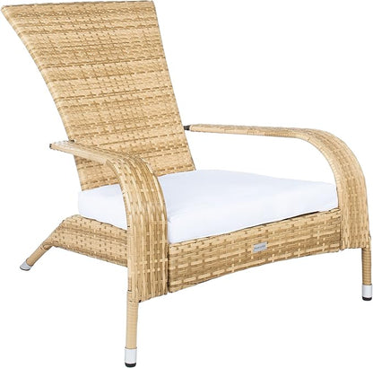SAFAVIEH Outdoor Collection Edna Natural/White Cushion 3-Piece Lounge Set with Table (PAT7719D)