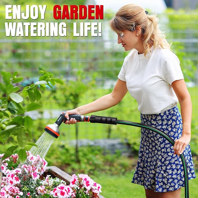 Heavy Duty Garden Hose 35ft, NON-EXPANDABLE Flexible Water Hose, Kink Resistant Lightweight Hybrid Hose, Leakproof Hose Male to Female Fittings