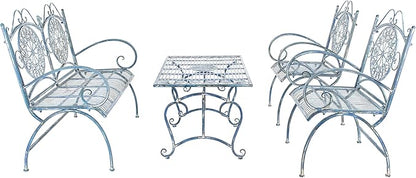 SAFAVIEH PAT5001C Collection Sophie Victorian Antique Blue 4-Piece Patio Outdoor Set