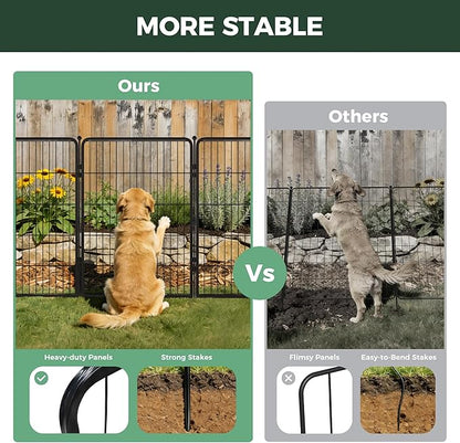 FXW Garden Fence Outdoor for the Yard – 40in(H) x 13.6ft(L) Heavy Duty Metal Animal Barrier for Dog and Rabbit, Decorative Dog Fence, 6 Panels, Black