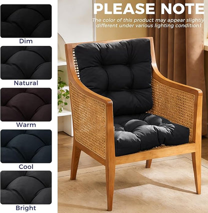 IASEAHK Outdoor Chair Cushions Set of 2, 19" x 19" x 5", Waterproof Outdoor Seat Cushions for Patio Furniture, Fade-Resistant Patio Chair Cushion, Dining Wicker Chair Pads for Porch Garden, Black