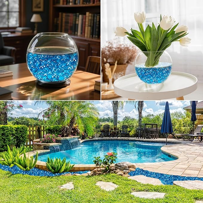 Skyflame 10-Pound Fire Glass Beads for Fire Pit Fireplace, 1/2-Inch Size Caribbean Blue Luster Decorative Blended Fireglass Drops for Landscaping