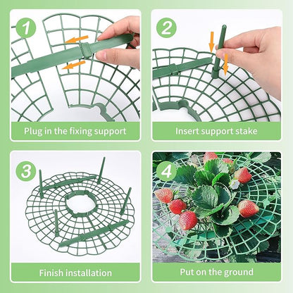 5 Packs Strawberry Supports - Reusable Strawberry Plant Stand Waterproof Growing Frame Plastic Fruit Tray Protectors Sturdy Strawberry Growing Racks to Keep Strawberries Off Mold, Rot and Dirt