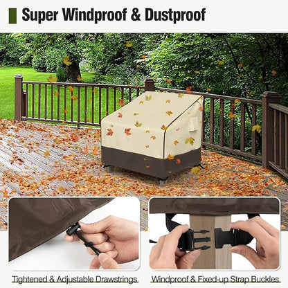 MR. COVER Patio Chair Covers Waterproof, Outdoor Furniture Covers for Rocking & Adirondack Chairs, Fits up to 35"W x 37"D x 36"H, Moisture-proof & UV-protection, Brown & Khaki, 2 Pack