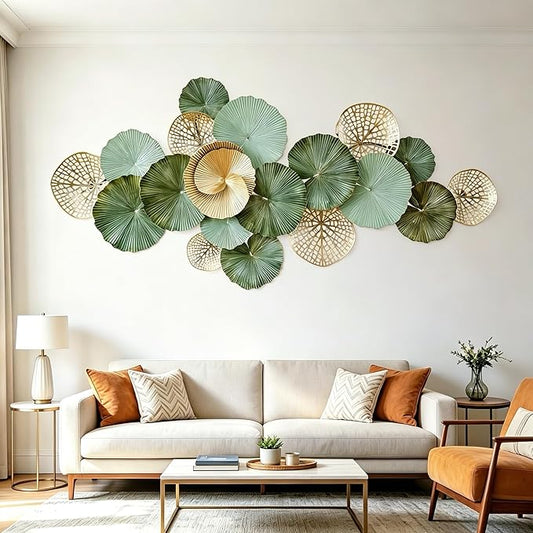 Roivikis Large Metal Wall Art Decor, 3D Abstract Lotus Leaves Wall Handcrafted Modern Decoration for Indoor Outdoor for Living Room, Bedroom, Entryway 52" x 24"