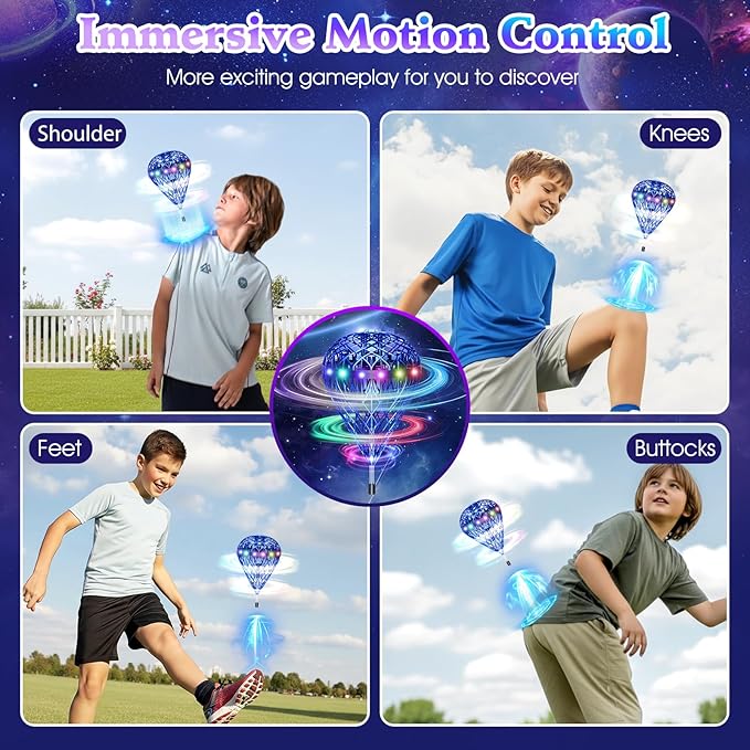 Bouncing Fly Ball, Magic Hover Spinner with Dazzling Lights, Floating Cosmic Globe Party Toy, Christmas Birthday Gift for 6 7 8 9 10+ Year Old Boys Girls (Blue)