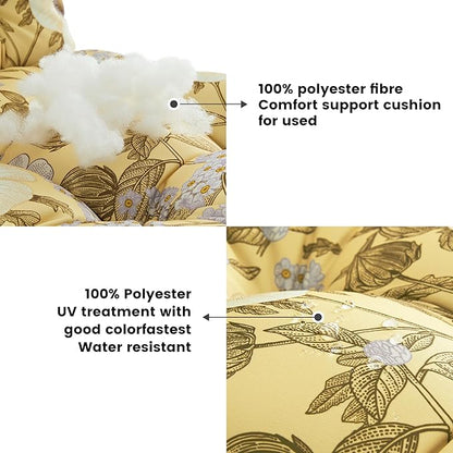 ARTPLAN Seat/Back Outdoor Chair Cushion,Set of 4 Patio Chair Cushion with Tie,Tufted Replacement for Patio Furniture,40x20x4 Inches,4 Count,Beige Floral