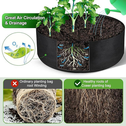 50 Gallon Large Grow Bag, Heavy Duty Fabric Round Raised Garden Bed Planter Pots for Planting Herb Flower Vegetable Potato Plants (36" D x 12" H, Black)