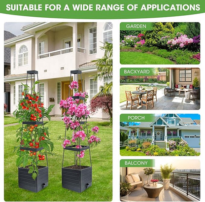 Raised Garden Bed Tomato Planter with Trellis, 58" Tomato Cage for Climbing Vegetables Plant, Self Watering Pots for Indoor Plants Garden Pots Patio Greenhouse Indoor Outdoor