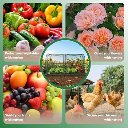Crop Cage for Garden,98"x49"x49" Tunnel Plant Netting Cover with Zipper,Garden Bed Cover for Protection for Vegetables Fruits,Garden Cage for Plant and Animal